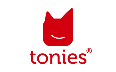 Tonie water bottle with a red cat face logo and the word 'tonies' underneath.