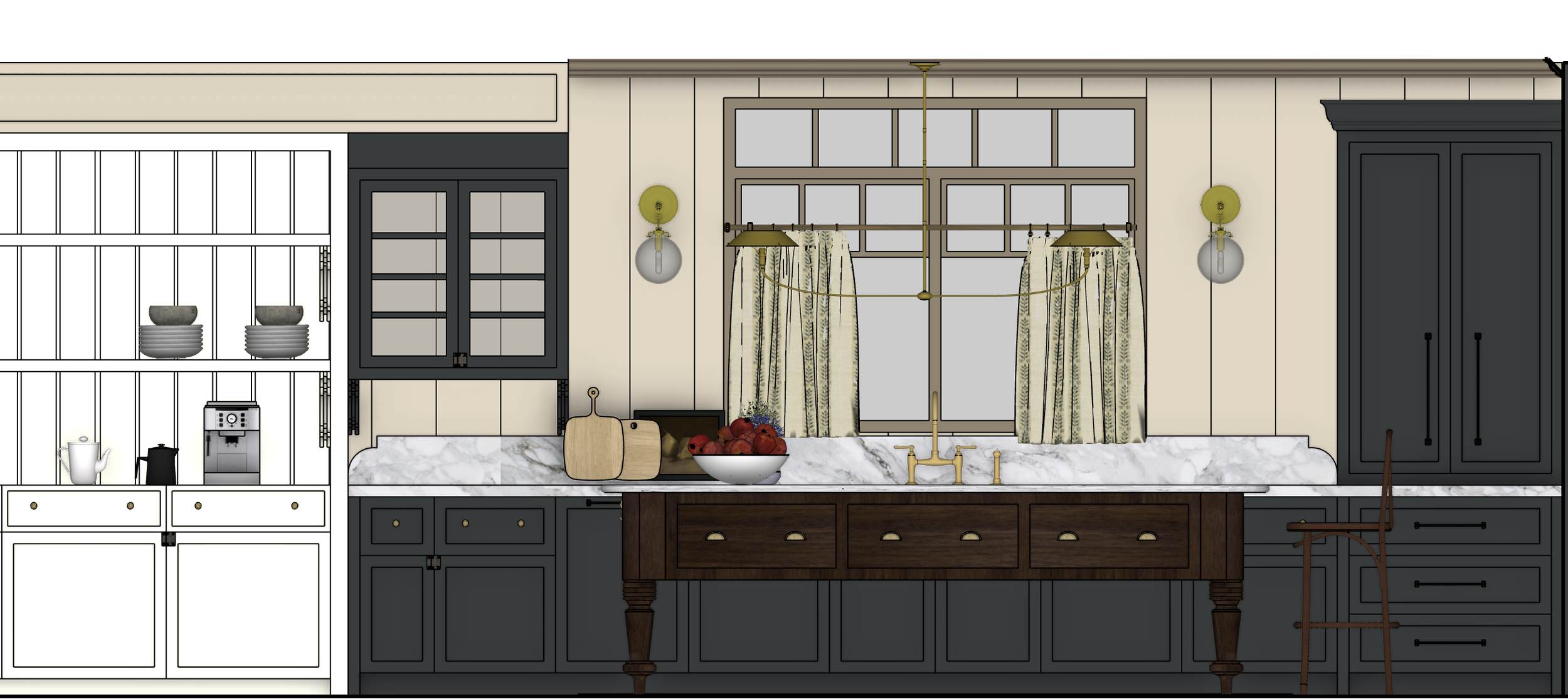 Kitchen Visualization Elevation Sink Wall