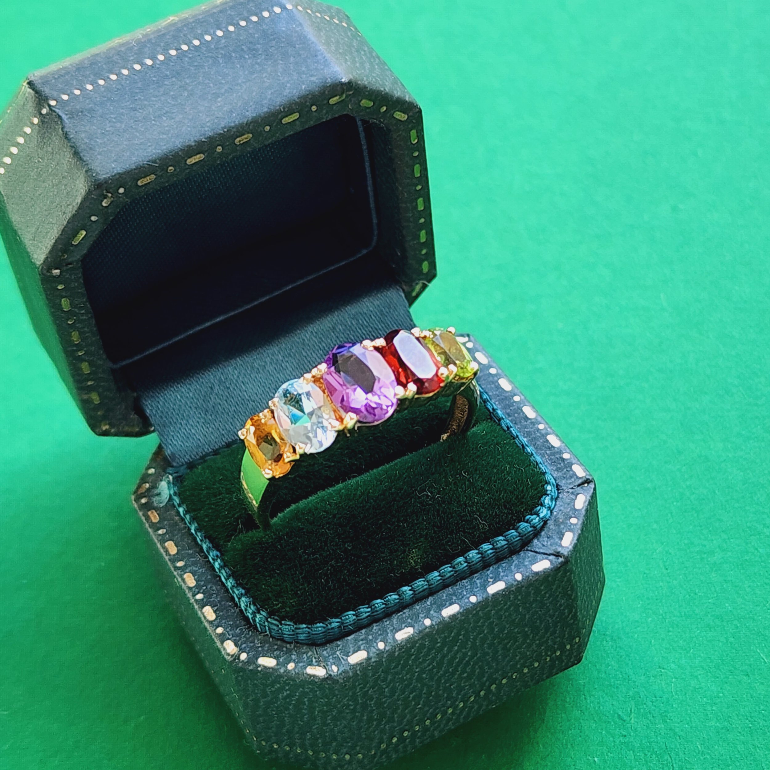 Lot 103 Rainbow Multi Coloured Stone Size Q Sold 9ct Gold Ring