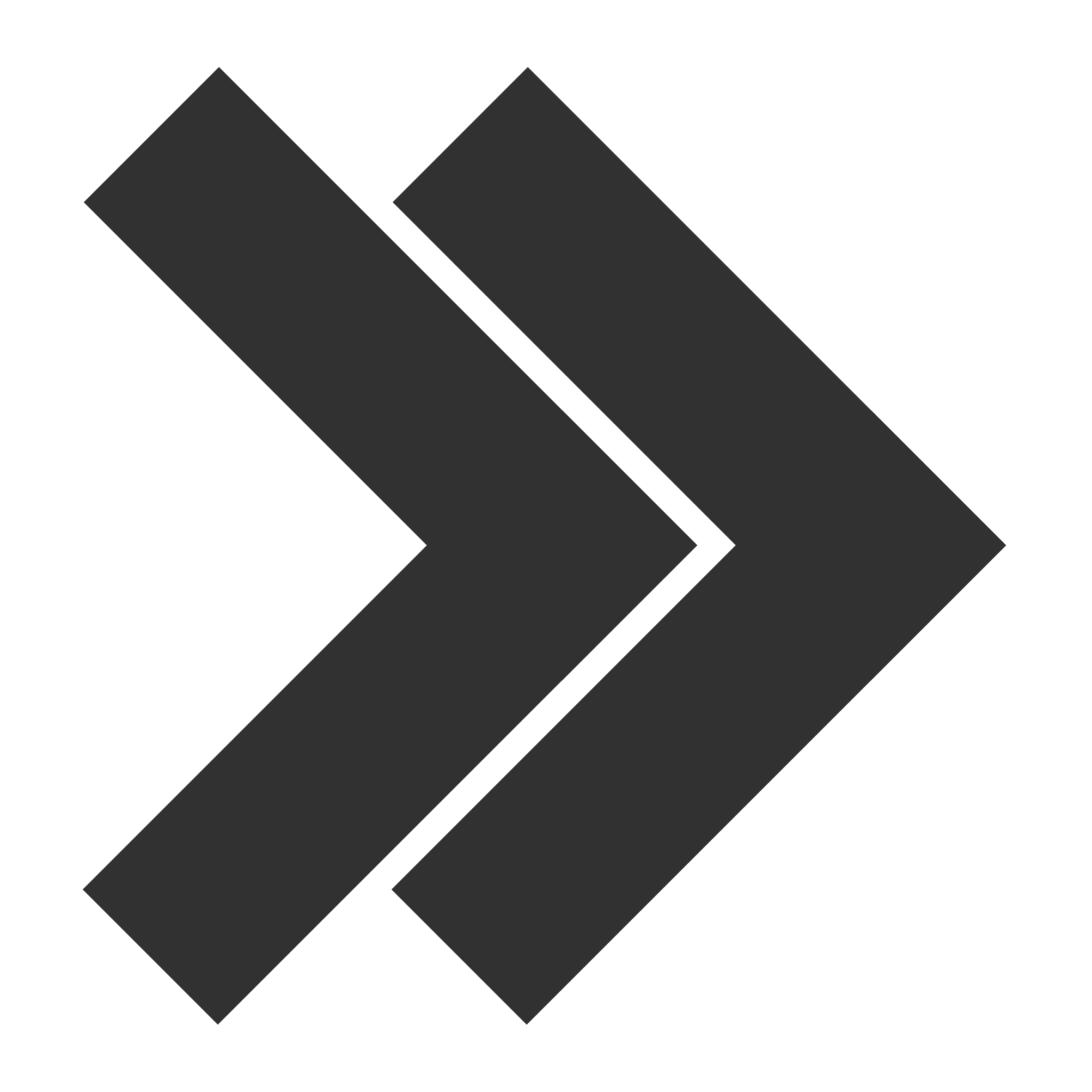 Simplified black icon of two chevron arrows pointing to the right.