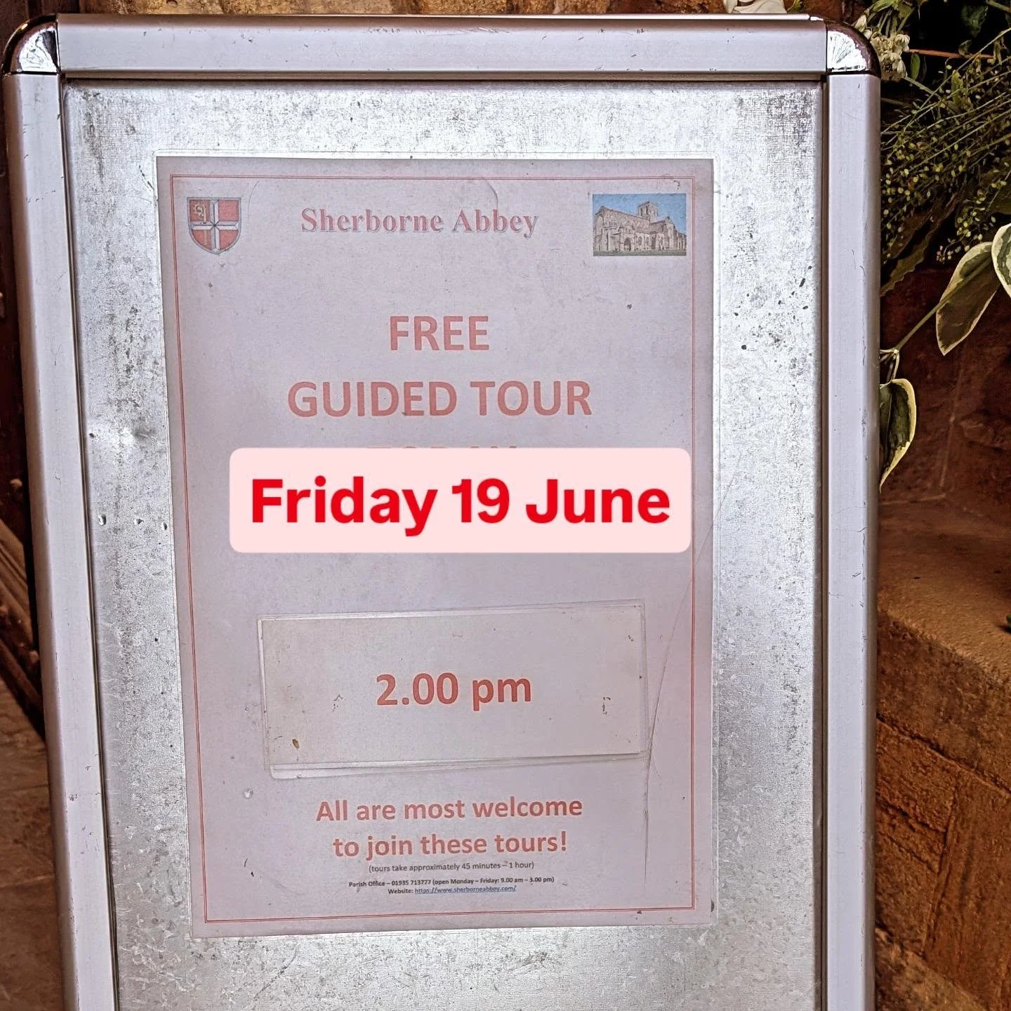 Our next meet up (with apologies to those who have work at this time)

*Friday 19 June 2pm* 

A tour of Sherborne Abbey
The history and the architecture.
- Free
- No need to book, just turn up
- Meet at the Abbey Porch (the main entrance)
- The tour 