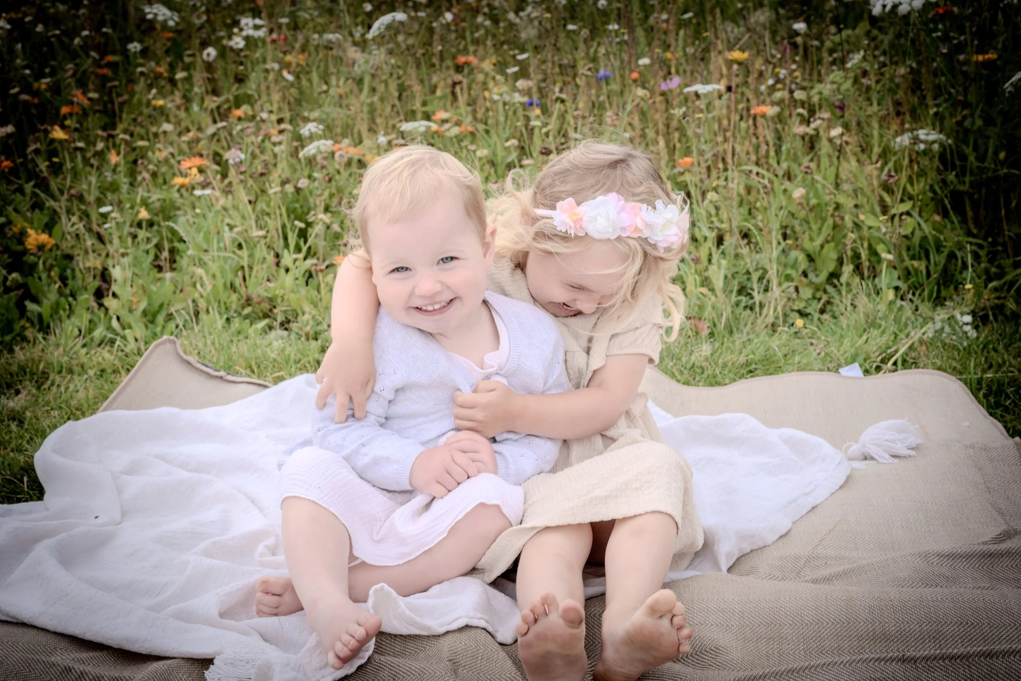 Sisters playing outdoor photography session Sutton Coldfield