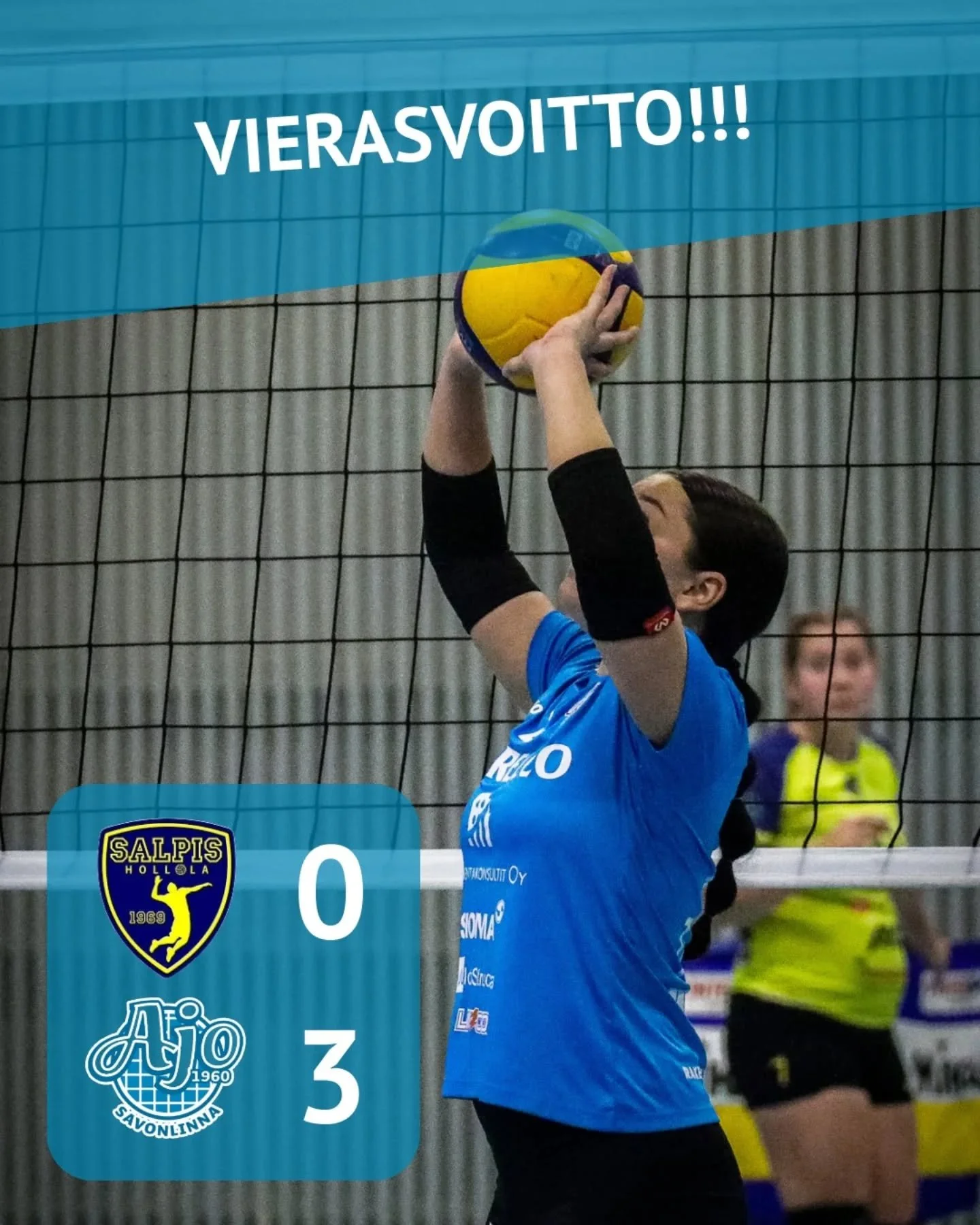 Vieraspeikko karistettu!!!!
Salpis kaatui t&auml;n&auml;&auml;n suoraan 3-0. Er&auml;pisteet 12-25, 19-25 ja 23-25. 

Nyt saatiin vierassalissakin ehj&auml; esitys. Erityisesti eka er&auml; oli vahvaa tekemist&auml;. Toiseen ja kolmanteen er&auml;&au