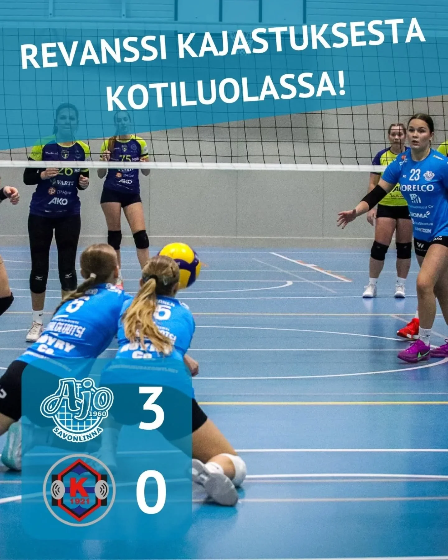 H&Ouml;S! 

Kev&auml;tkausi k&auml;yntiin revanssilla @luolajan_kajastus vastaan! Lopputulos: 3-0, er&auml;pisteet 25-21, 25-14 ja 25-19.

Oma sy&ouml;tt&ouml;mylly jauhoi eilisen kotiottelussa sen verran kovaa, ett&auml; vastustaja joutui usein vain