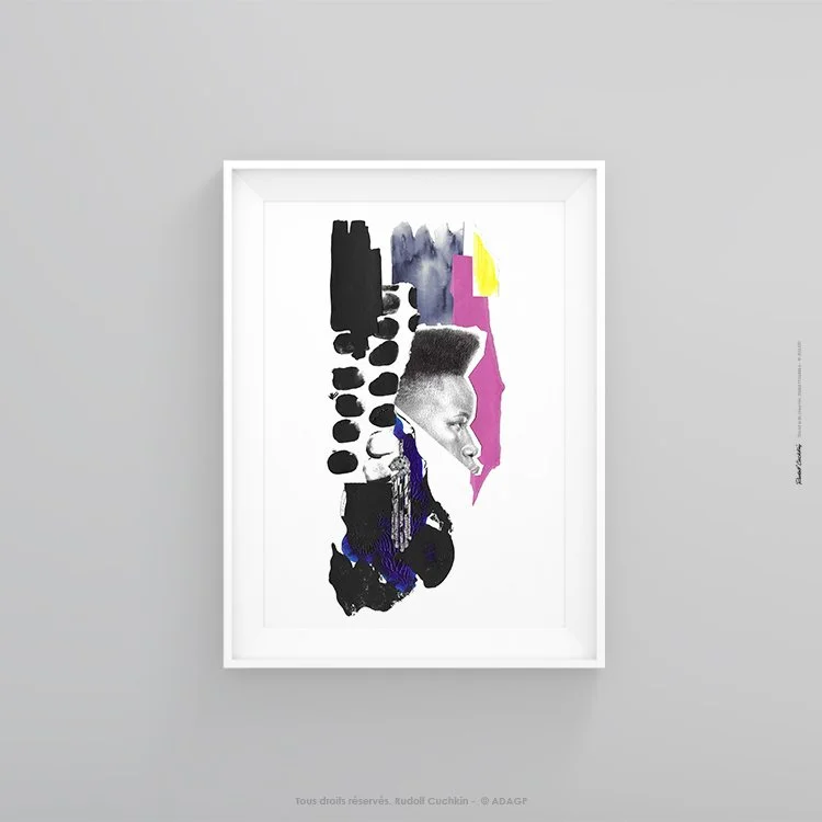 œuvre originale portrait collage encadré contemporain