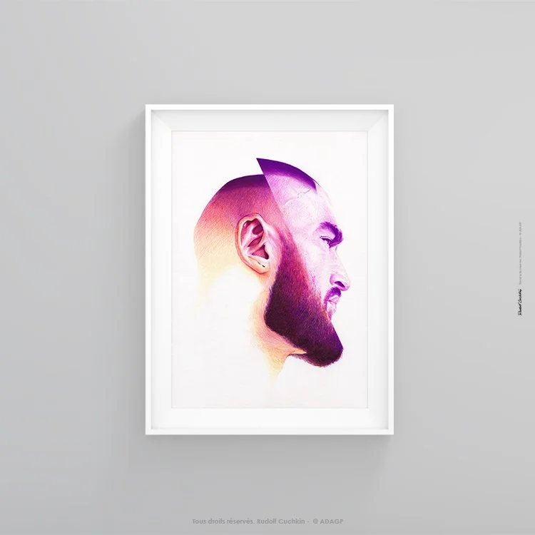 œuvre originale portrait masculin encadré contemporain