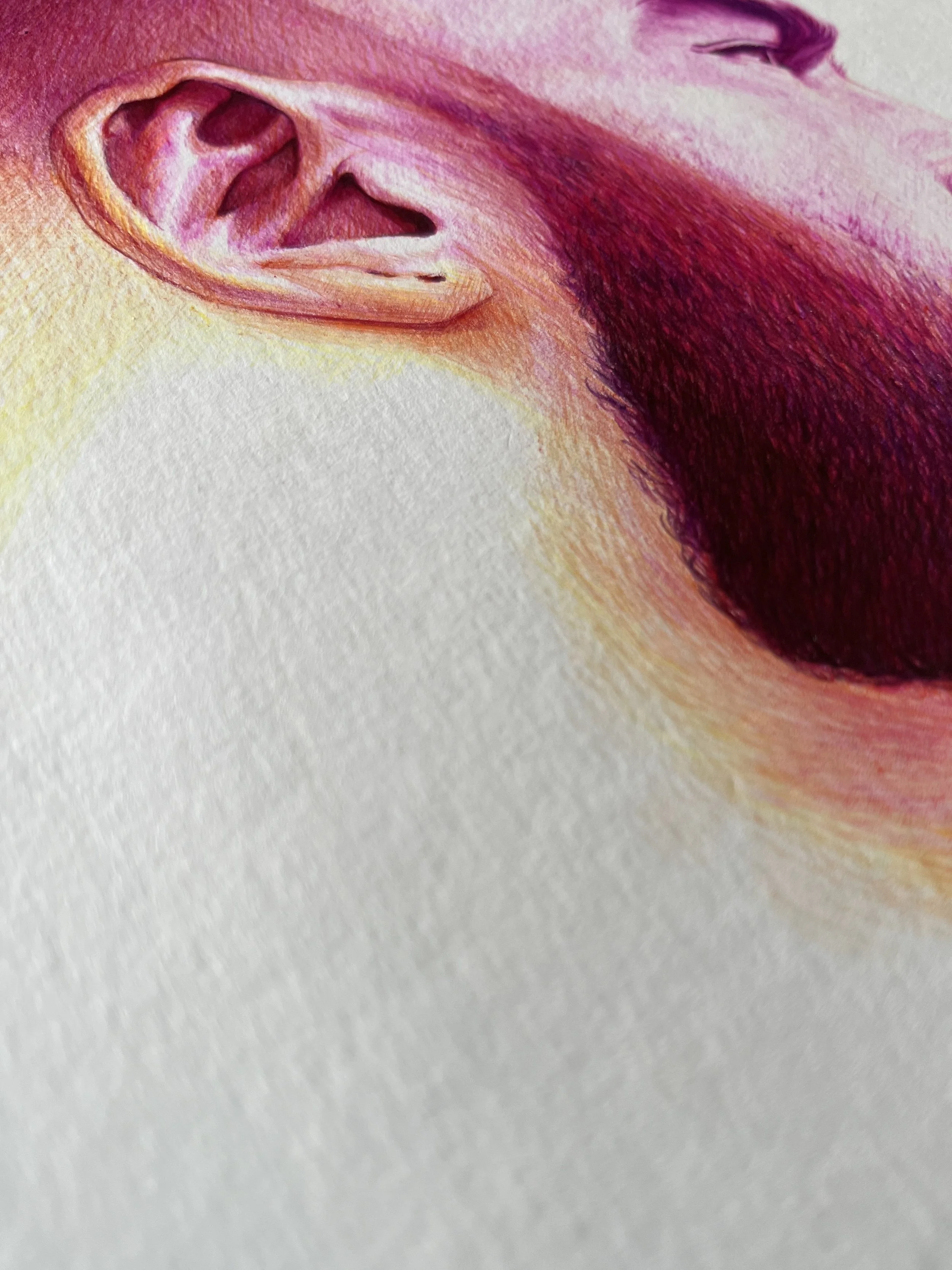 détail dessin visage masculin texture couleur dégradé