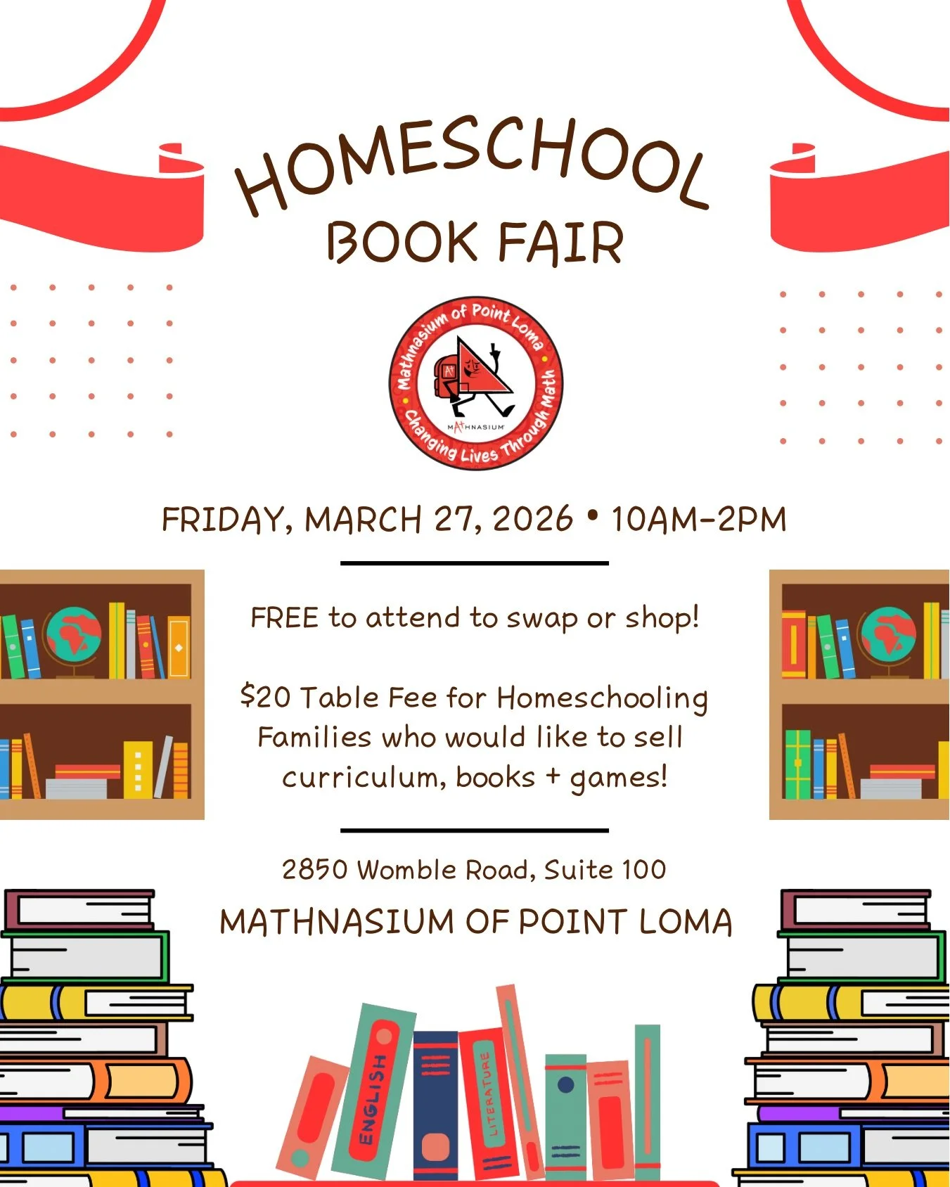 Homeschool Book Fair at Mathnasium Point Loma