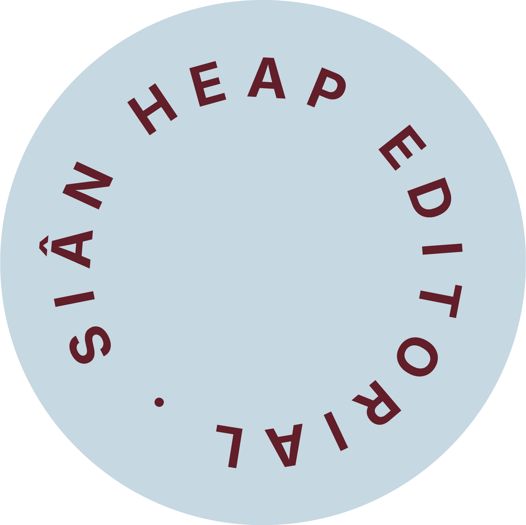 The image shows text in a circular arrangement that reads 'PARALLELOGRAM'. The text is in dark red on a light blue circular background.