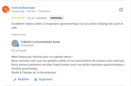 réponse avis personnalisée google SEO
