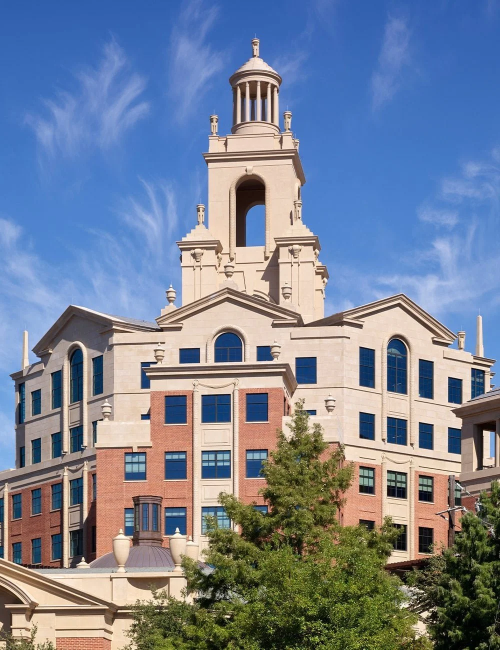 Central tower of the East Campus office development at Old Parkland, Dallas.