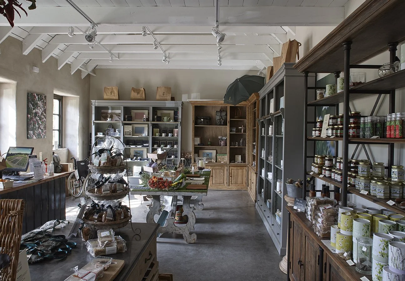 Farm shop within Gordon Castle Walled Garden selling local produce and garden goods.