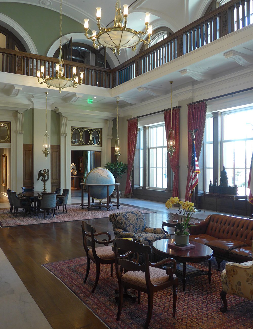 Principal lobby at Freedom Place, Old Parkland, Dallas, inspired by the great clubhouses of New York and London.