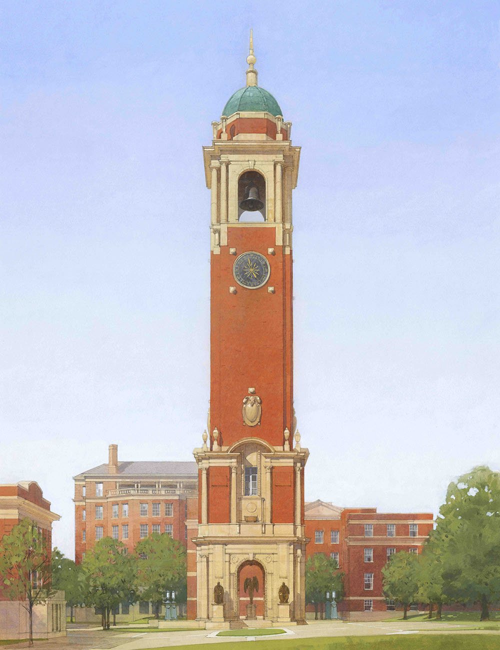 Architectural drawing illustrating the design and classical proportions of The Campanile in Dallas, Texas.