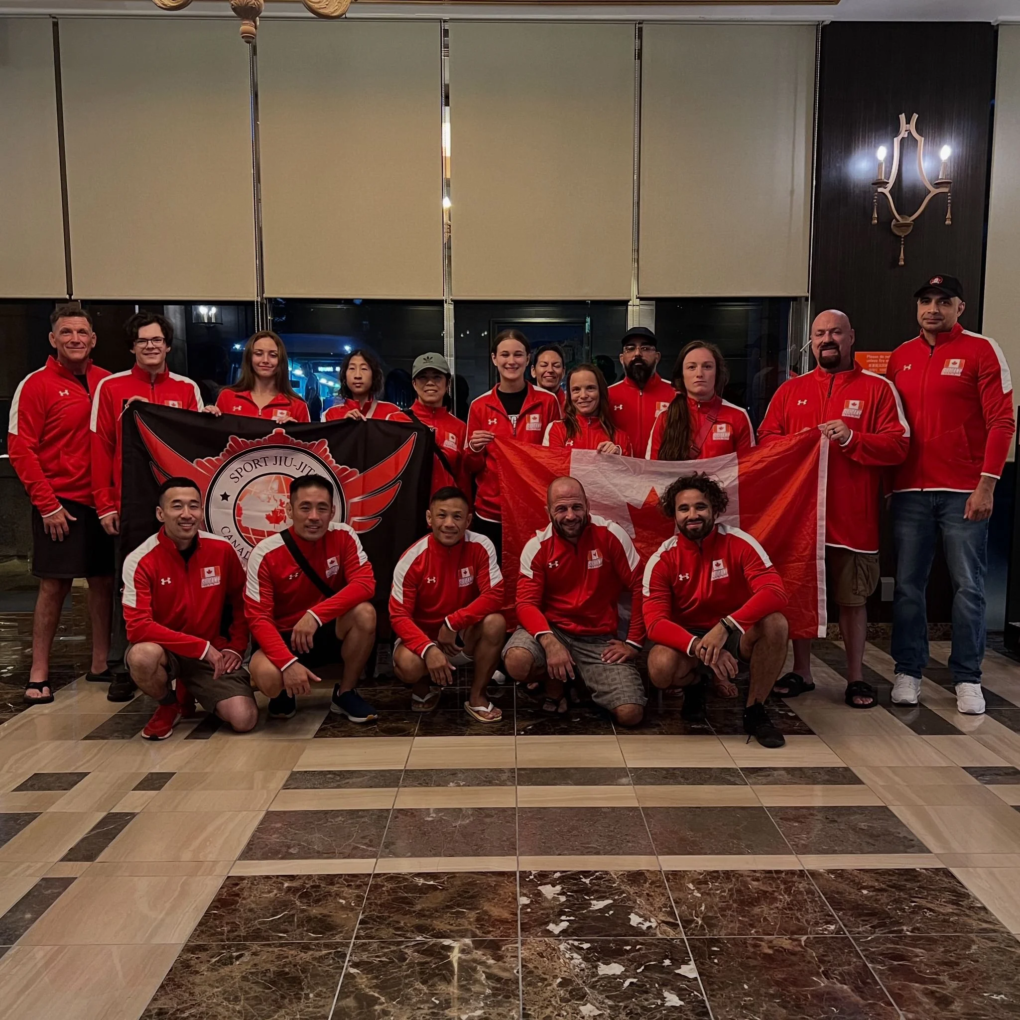 Members of the Canadian delegations arrive at the SJJIF World Championship in Chiba Japan, representing Canada and the SJJCANF on the international stage under the governance of the SJJIF