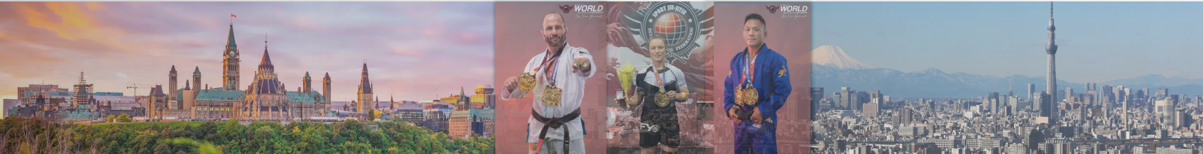 Banner with Canadian Black belts on Ottawa and Tokyo skyline