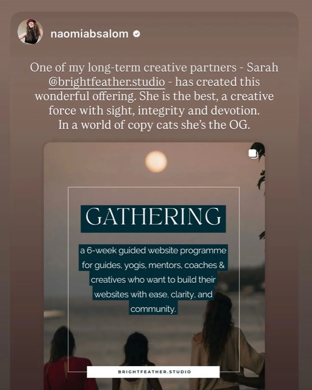 &ldquo;In a world of copycats she is the OG. She is the best, a creative force, with sight, integrity and devotion.&rdquo; @naomiabsalom

These words are everything to me.
We are long standing co-creators of nearly a decade. Naomi has been my muse an