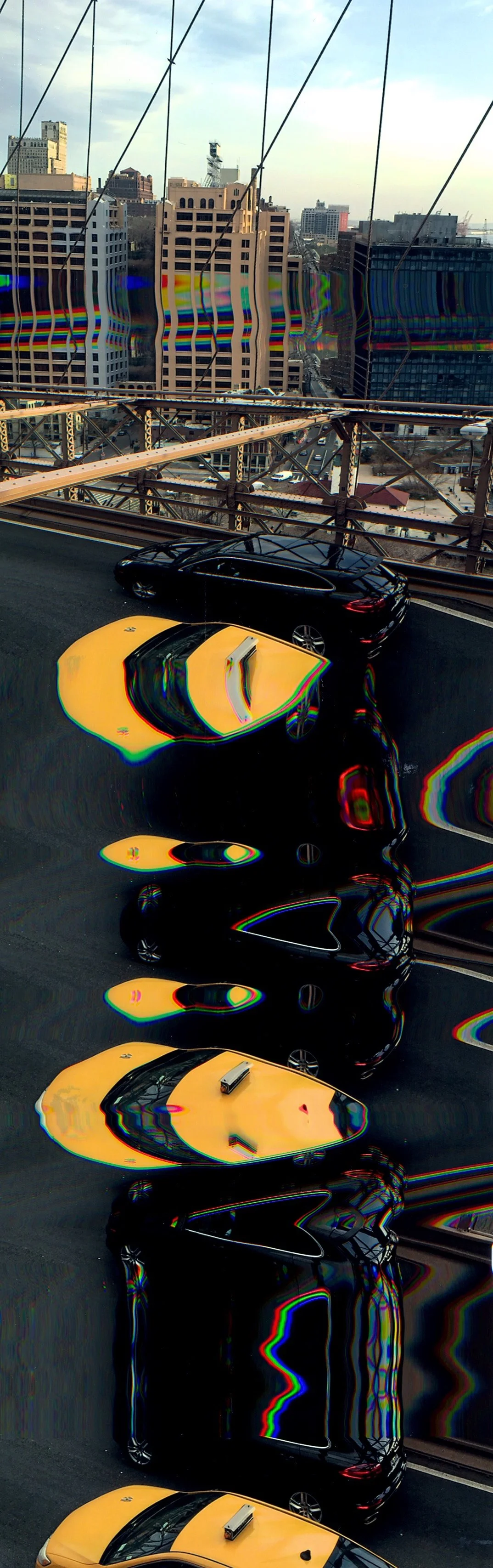 Cab on Brooklyn Bridge