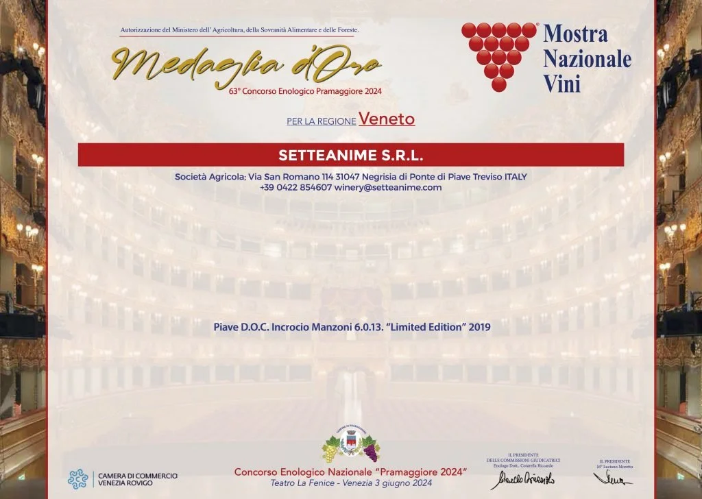 
Medaglia d'Oro al 63° Concorso Enologico Pramaggiore 2024  