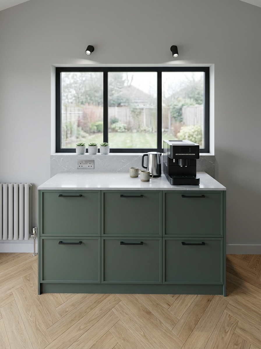 Open plan Kitchen-Dining in Hollywood - Sage Green