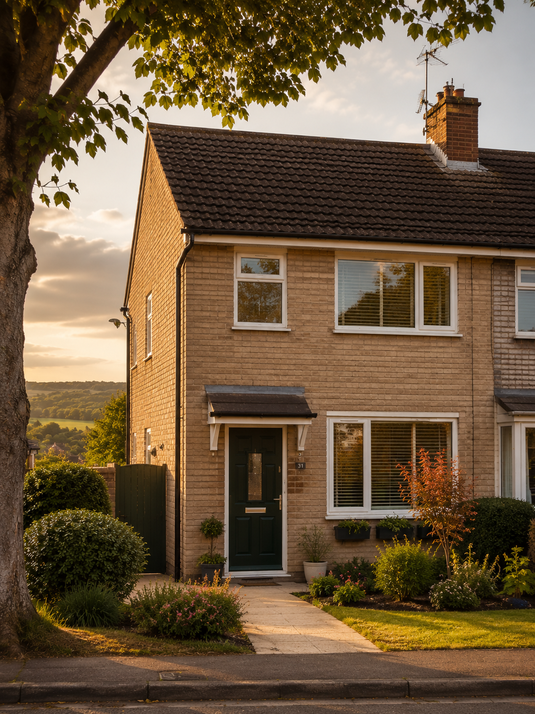 Well-kept 1960s semi-detached home in Swadlincote, South Derbyshire — typical of the properties Alekseeva Design works with