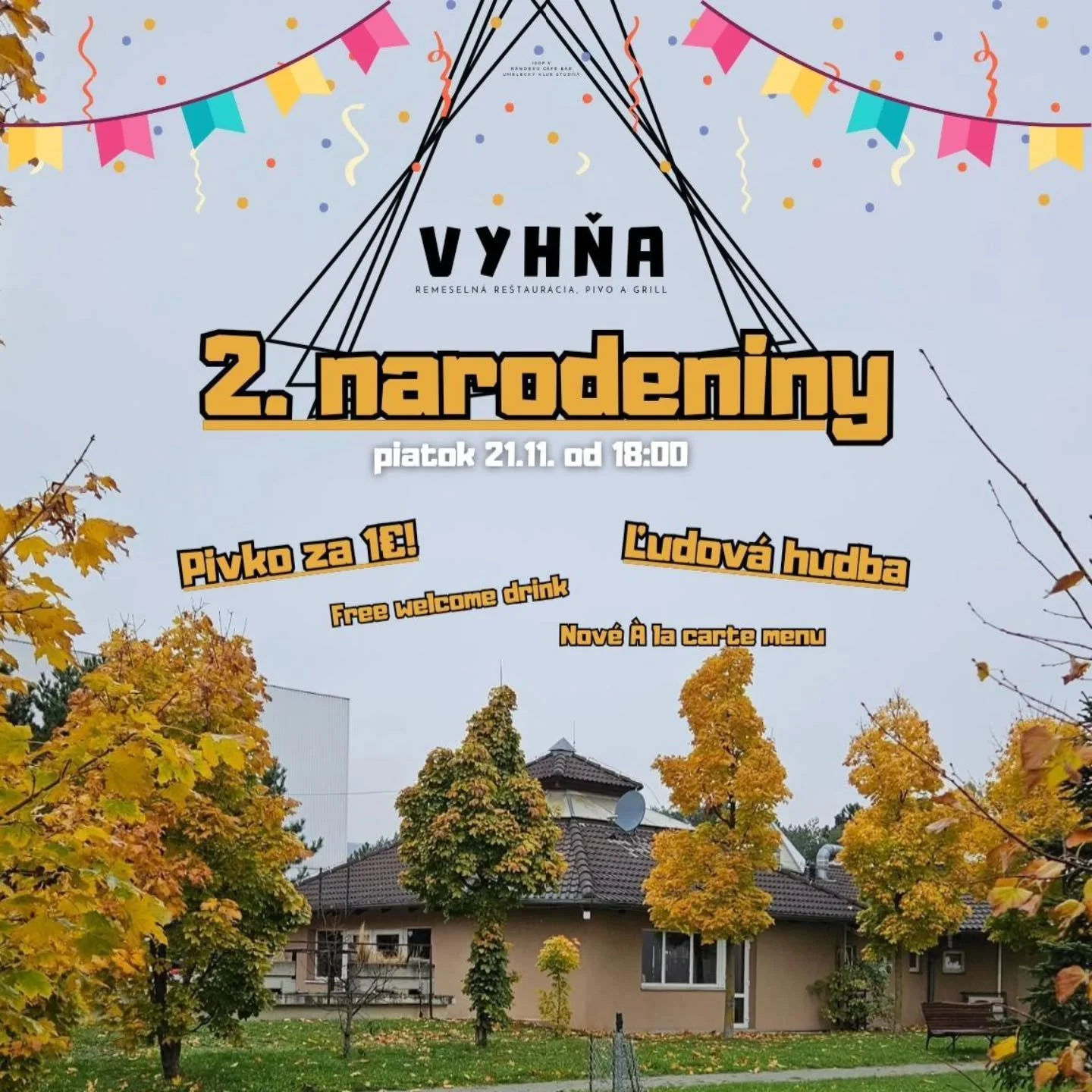 👋 Ahojte priatelia! 🎂✨️
Srdečne V&aacute;s poz&yacute;vame osl&aacute;viť na&scaron;e 2. narodeniny! 
Bud&uacute;ci piatok 21. 11. od 18:00 to spolu poriadne roztoč&iacute;me &ndash; čak&aacute; v&aacute;s večer pln&yacute; skvelej atmosf&eacute;ry