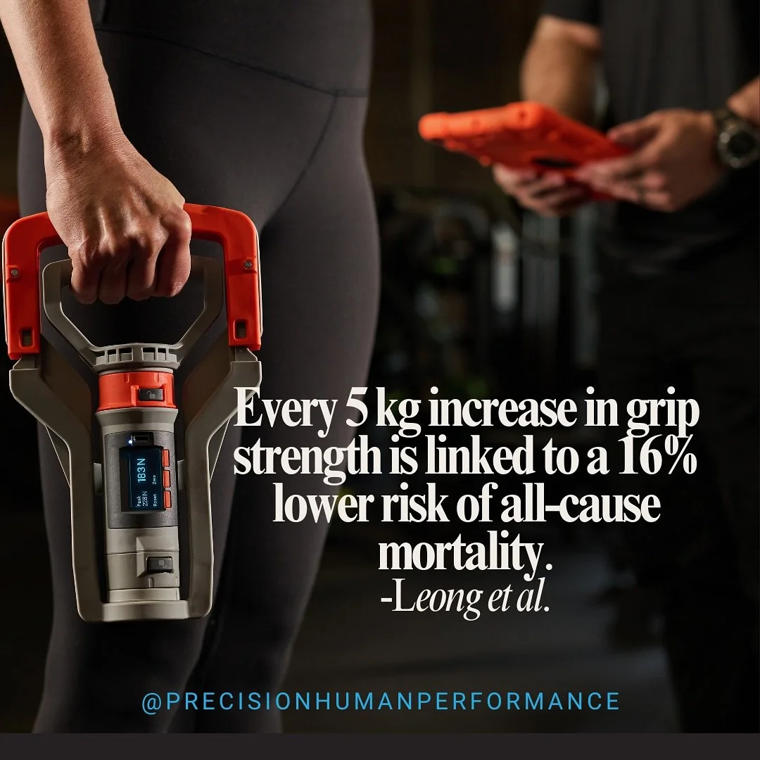 How strong is your grip? 
Research clearly indicates the importance of a strong grip! 
At PHP, we use the @vald_performance Dynamo Plus to precisely measure grip strength&mdash;a powerful indicator of overall strength, health, and longevity.
Grip str
