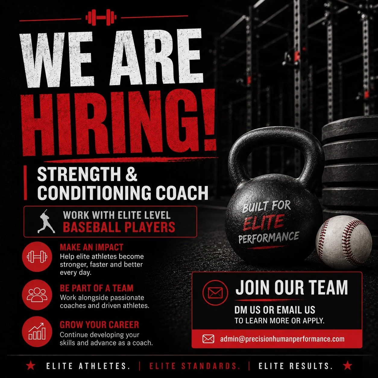 WE&rsquo;RE HIRING: STRENGTH &amp; CONDITIONING COACH ⚾️

We are excited to have announced our partnership with VeloCity, one of the premier baseball performance facilities in the country. We&rsquo;re now looking for a passionate, driven Strength &am