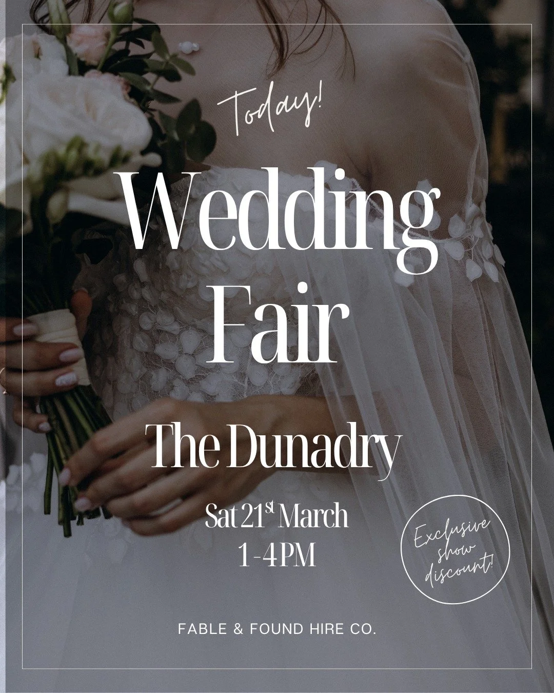 Today's the day! Come and see us at The Dunadry Hotel from 1-4pm today (free admission!) to chat all things wedding and event decor! We can't wait to meet you!