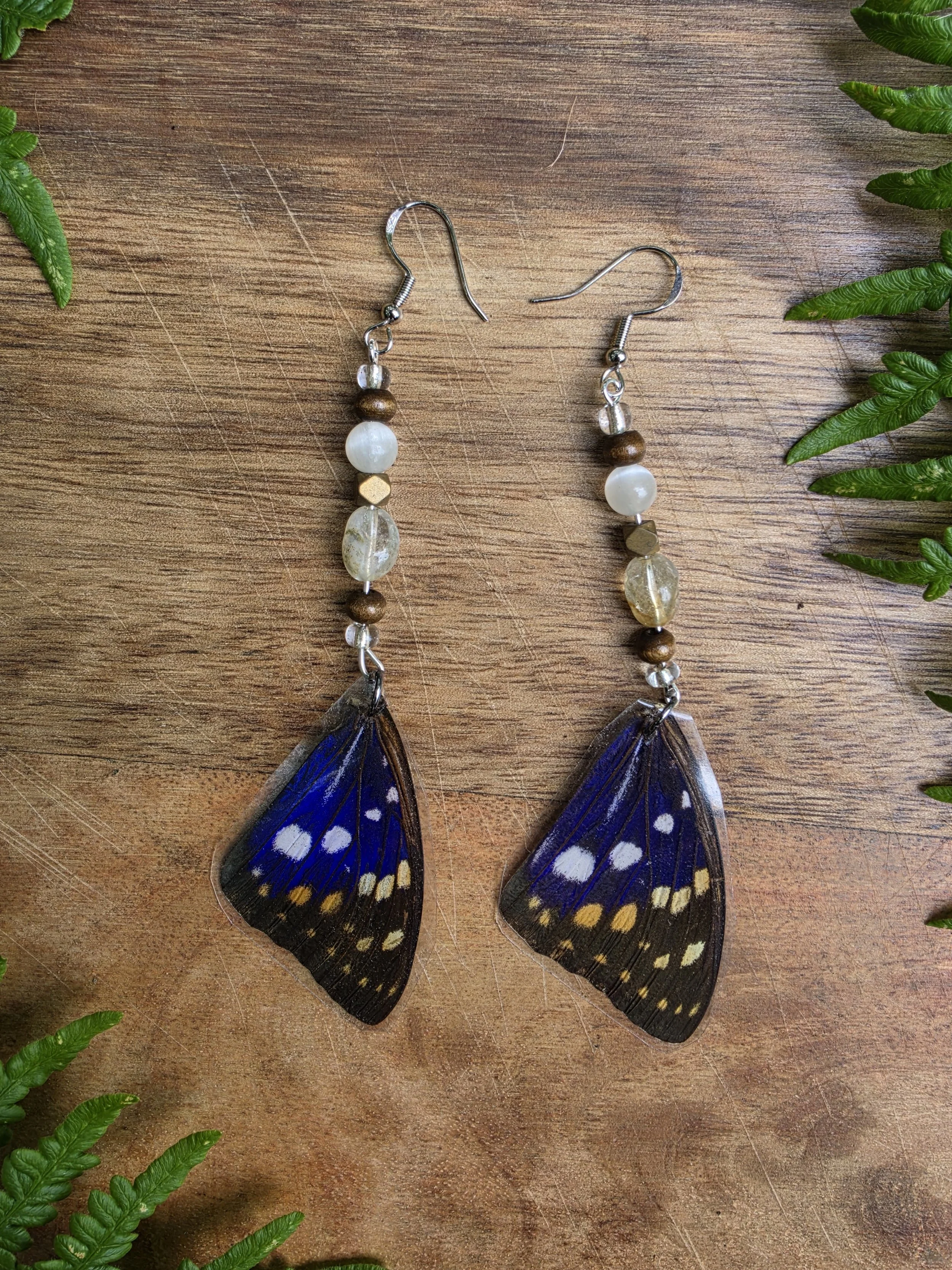 Celenite & Citrine Butterfly Earings