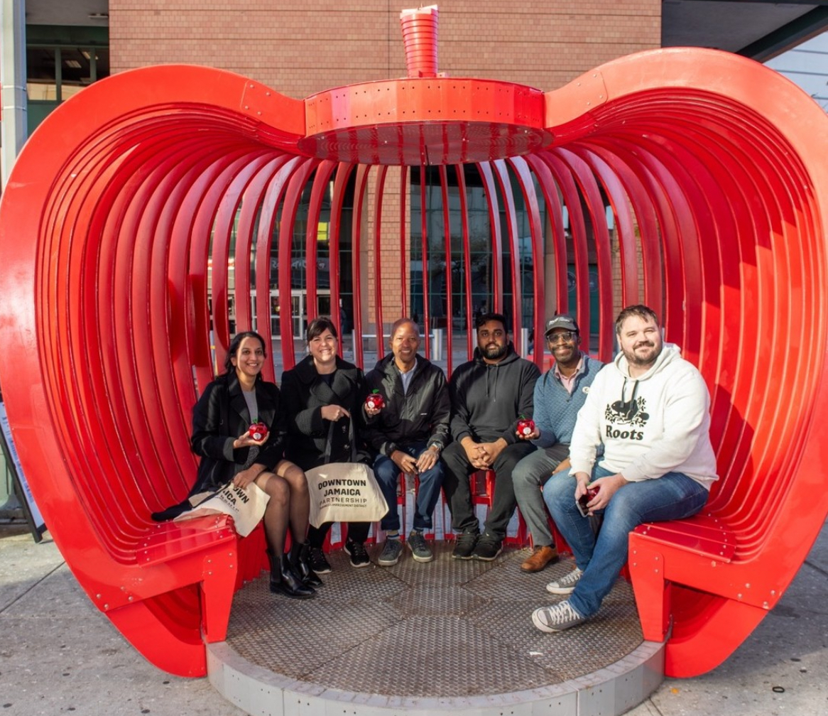 Downtown Jamaica BID unveils ‘The Big Apple’ art installation at Parsons Plaza | QNS