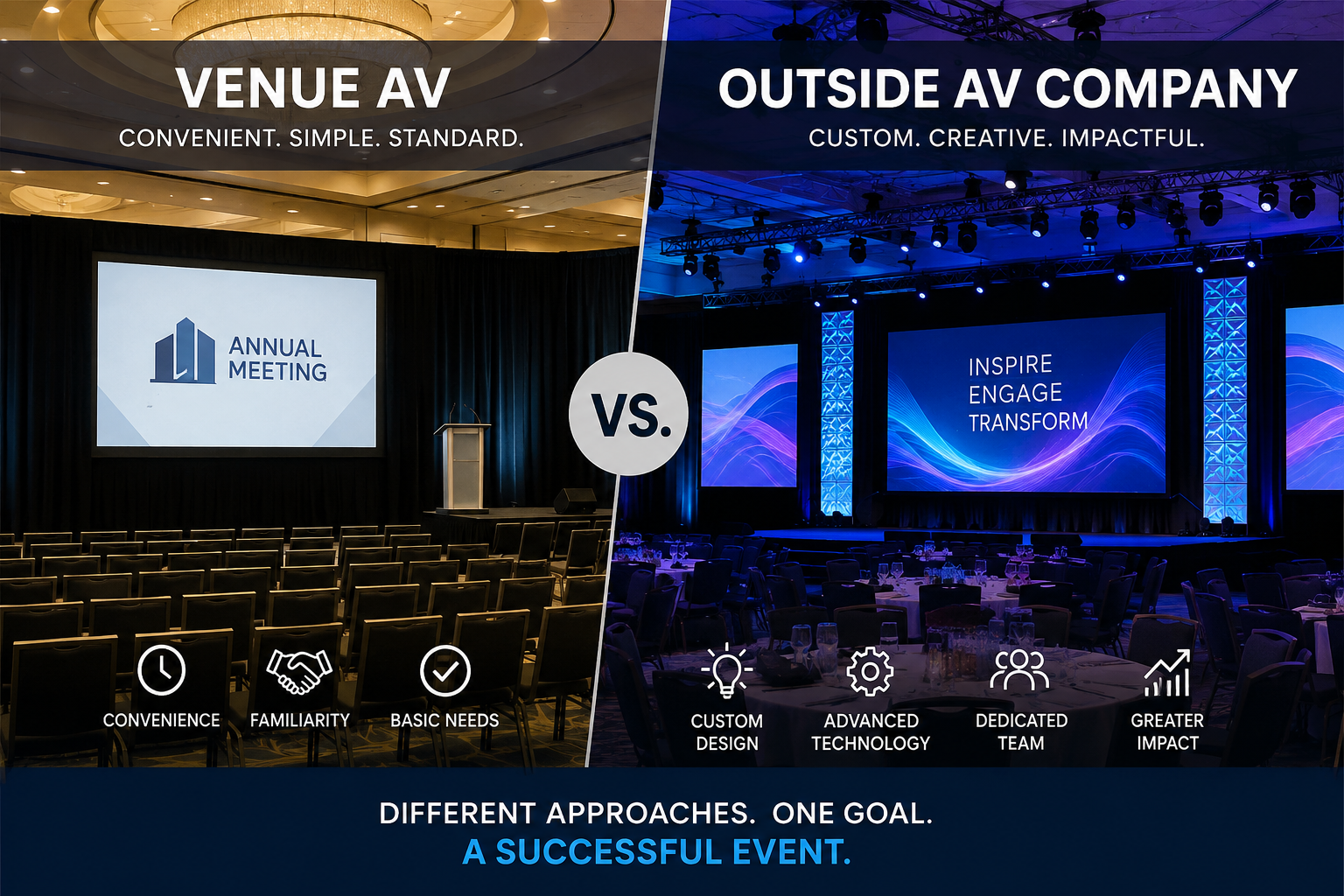 Venue AV vs. Outside AV Company: Which Is Right for Your Event?