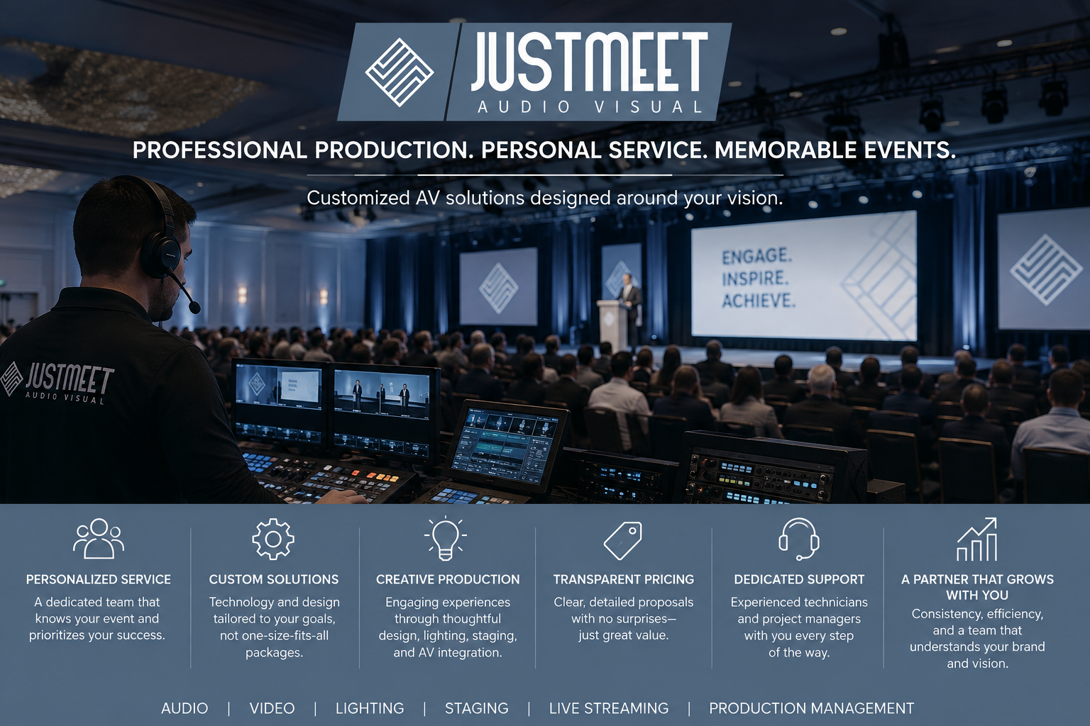 Why Event Planners Choose Just Meet Audio Visual Over Large In-House Providers Like Encore Global