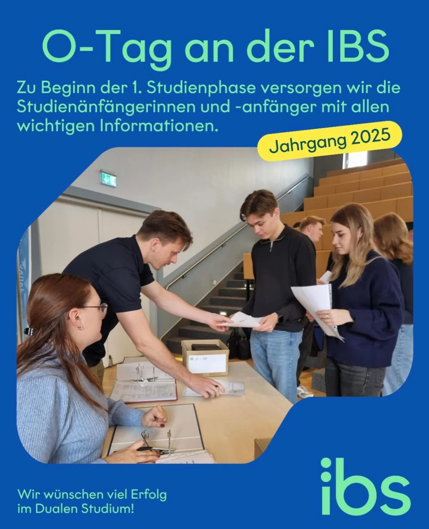 Vor kurzem ist unser neuer Jahrgang 2025 in die erste Studienphase an der IBS Oldenburg gestartet. Beim Orientierungstag gab&rsquo;s einen kompakten &Uuml;berblick &uuml;ber alles Wichtige &ndash; von R&auml;umen und Ausstattung bis hin zu den Anspre