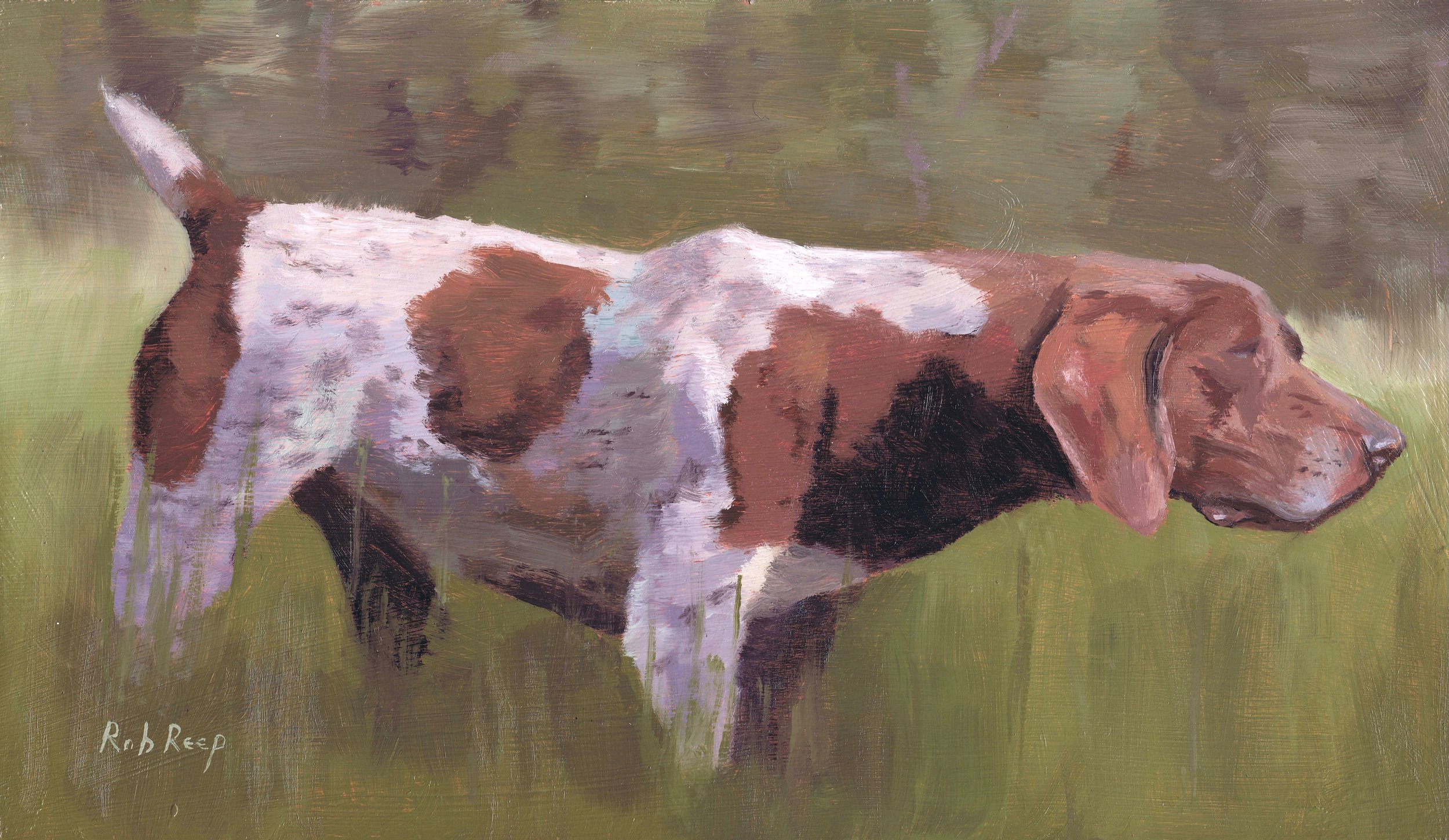 Das Vorstehhund - 0.875x17.875 oil on panel - Private Collection