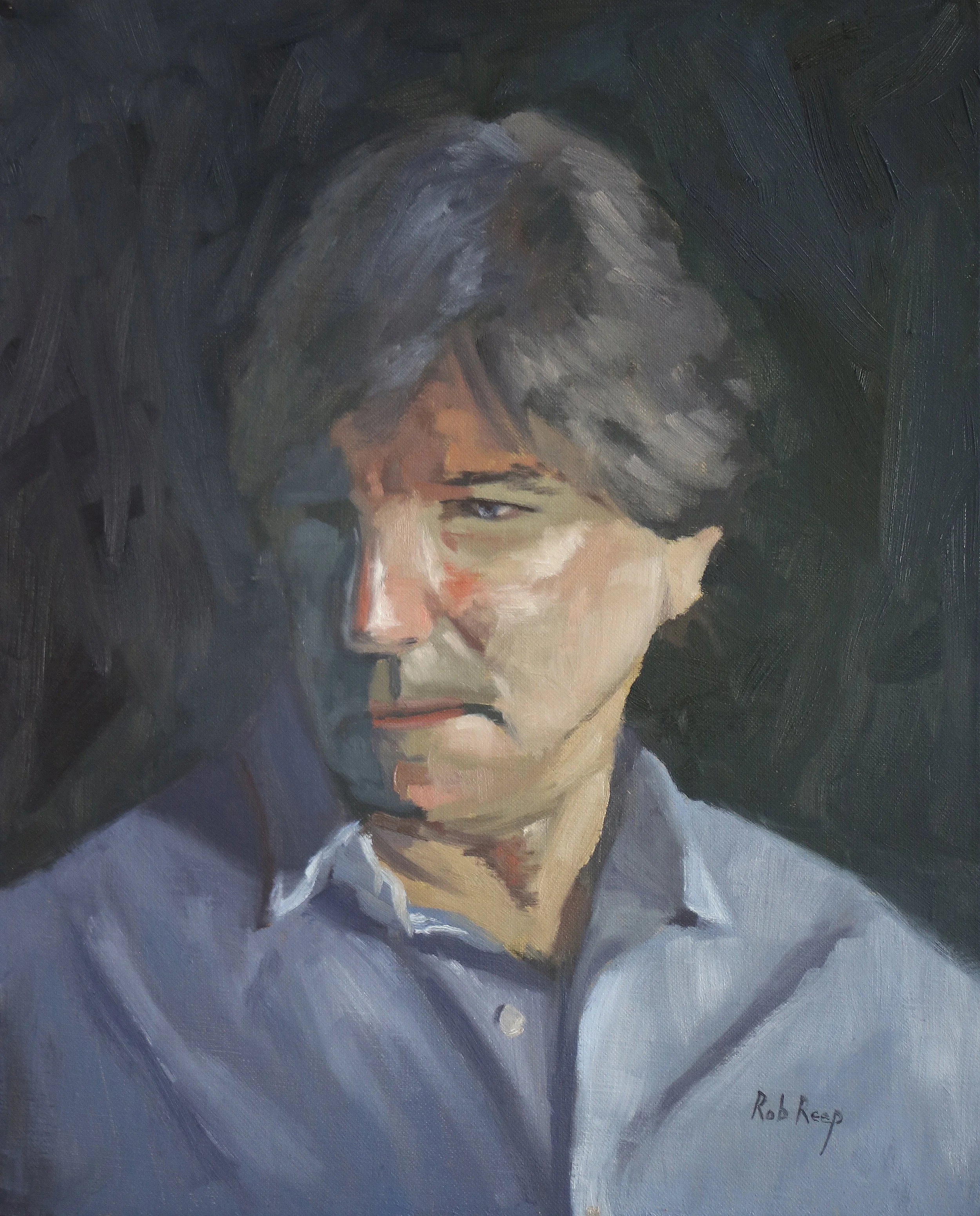 Joel Gray Portrait - 16x20 oil on linen - On display at Rob Reep Studio, Warren, Arkansas - Private Collection