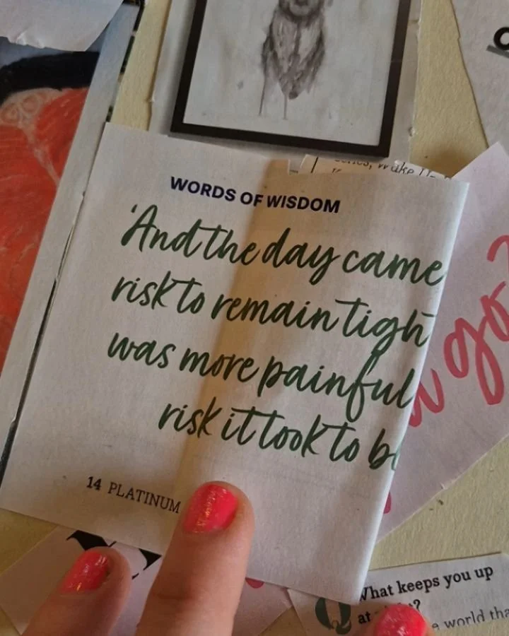 A snap from a Life Design workshop I did in Feb. The vision board was made by a woman who was retired &amp; looking to redefine her purpose for the next chapter. 

Many of us lose ourselves multiple  times in life - in tending to everyone else's need