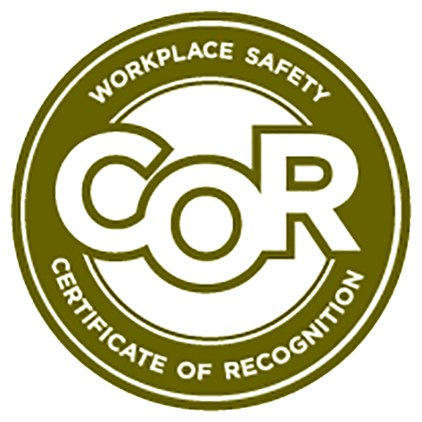 Safety signage on a Willowhill Holdings Inc truck, emphasizing COR certification
