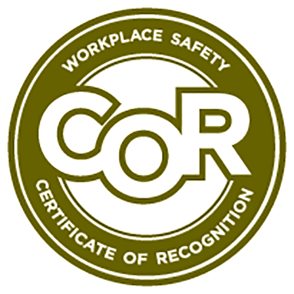 Safety signage on a Willowhill Holdings Inc truck, emphasizing COR Certification