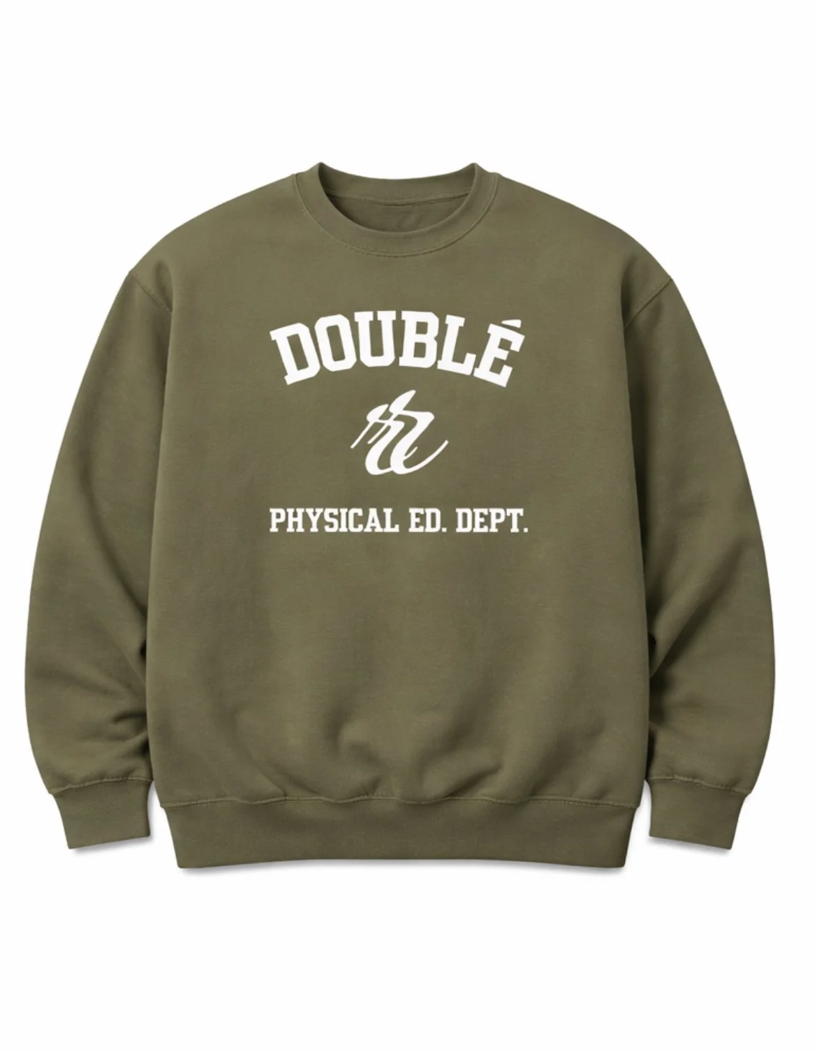 Unisex Doublé Varsity Crewneck - Olive