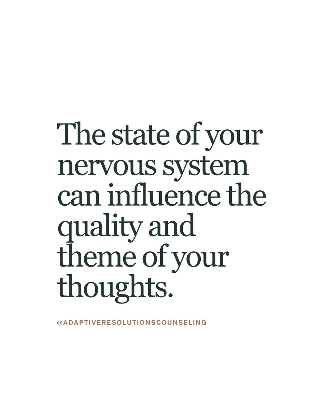 Your thoughts don&rsquo;t happen separately from what&rsquo;s happening in your body.

When your system has more activation, your thoughts may carry more urgency, pressure, or a sense that something needs to happen right now. When there&rsquo;s more 