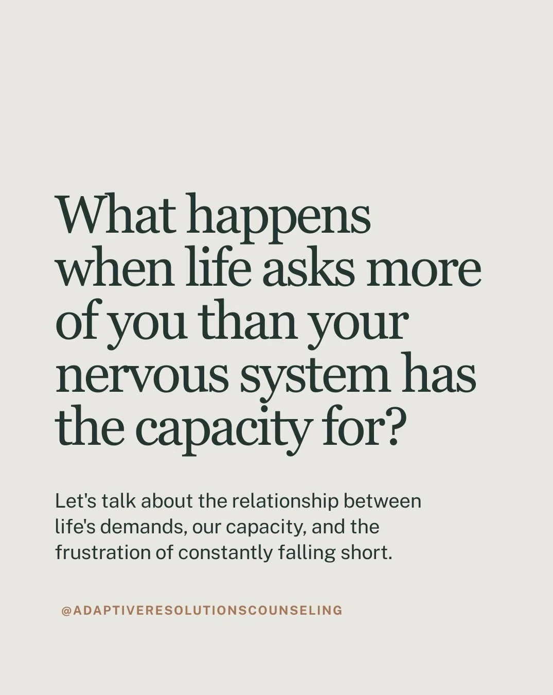 Yesterday, I shared a little about the frustration of feeling like life asks more of us than our bodies seem to have available. I wanted to expand on that today because there's a lot that can contribute to this experience.

Our nervous system's capac