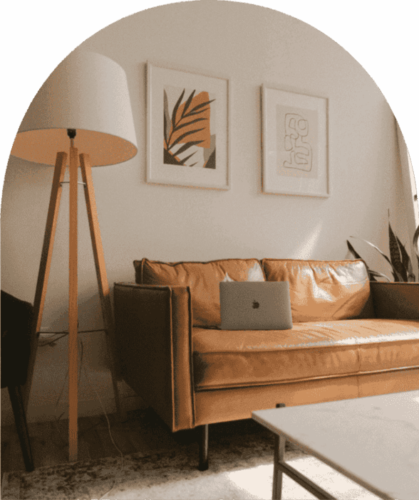 couch and a lamp in therapy office in Brea, CA