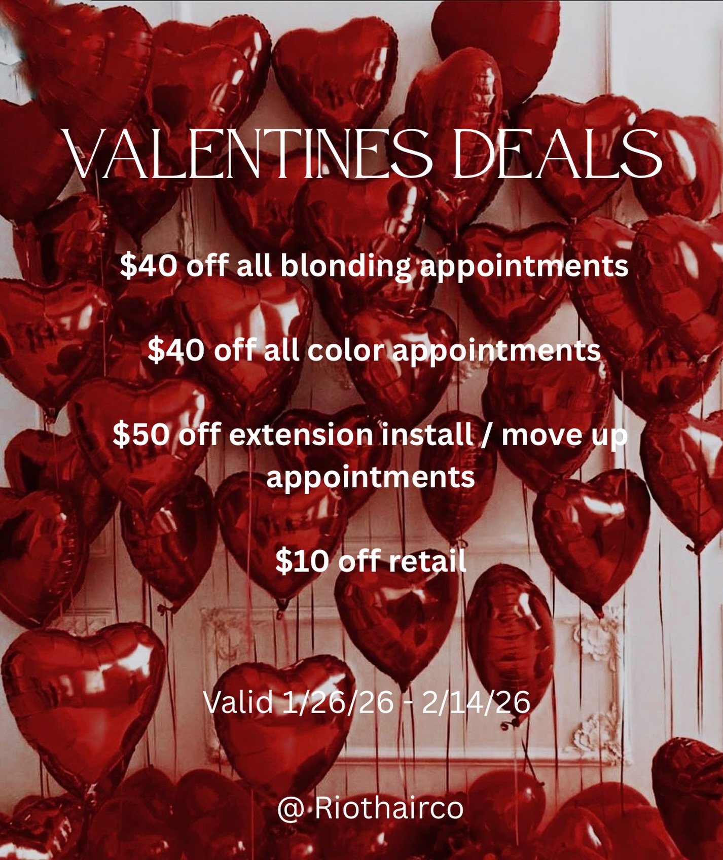 Valentine&rsquo;s Day Promotion❣️

book now to secure a spot. 
booking links in bio

#hairstylist #riothairco #arizonahairstylist