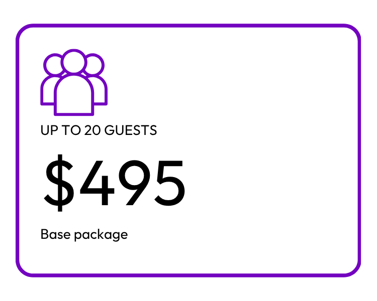 A neon purple outline of a computer screen with an icon of three people in the top left corner.