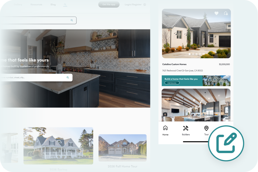 HomeTour CMS dashboard and mobile mockup