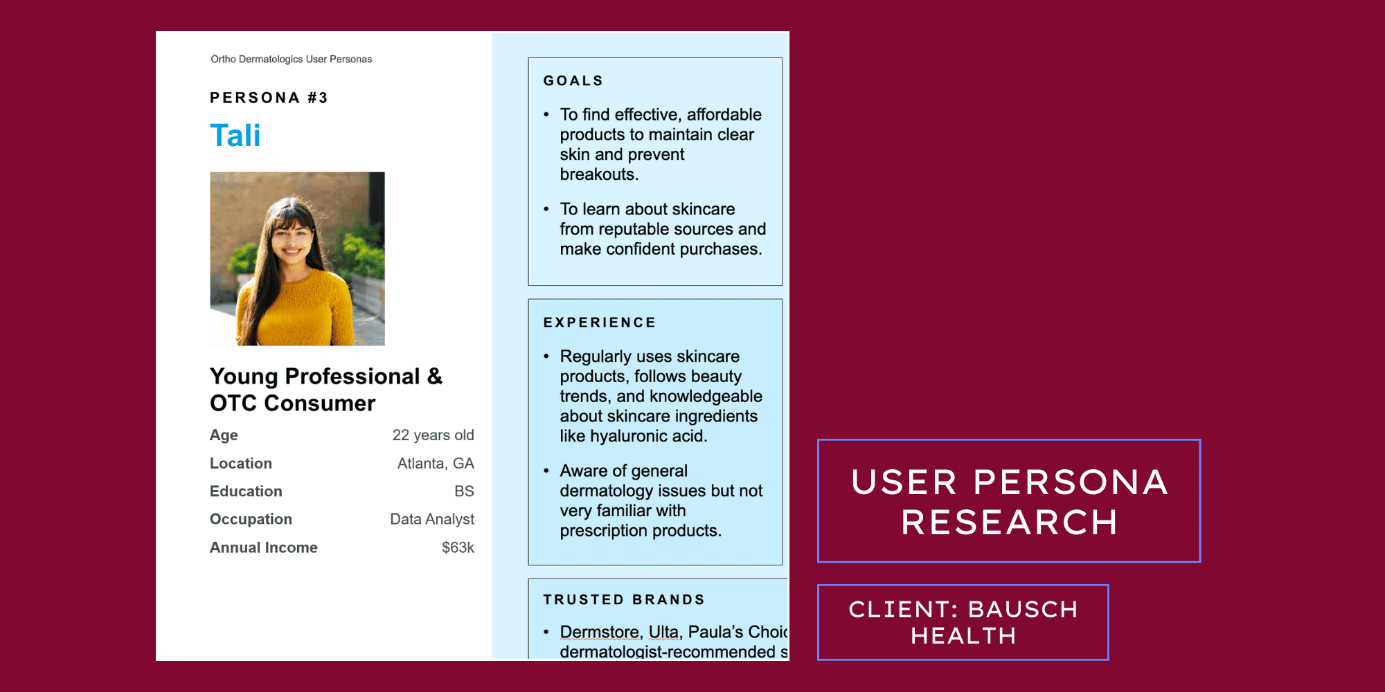 Bausch Health Dermatology Site Overhaul User Persona Research
