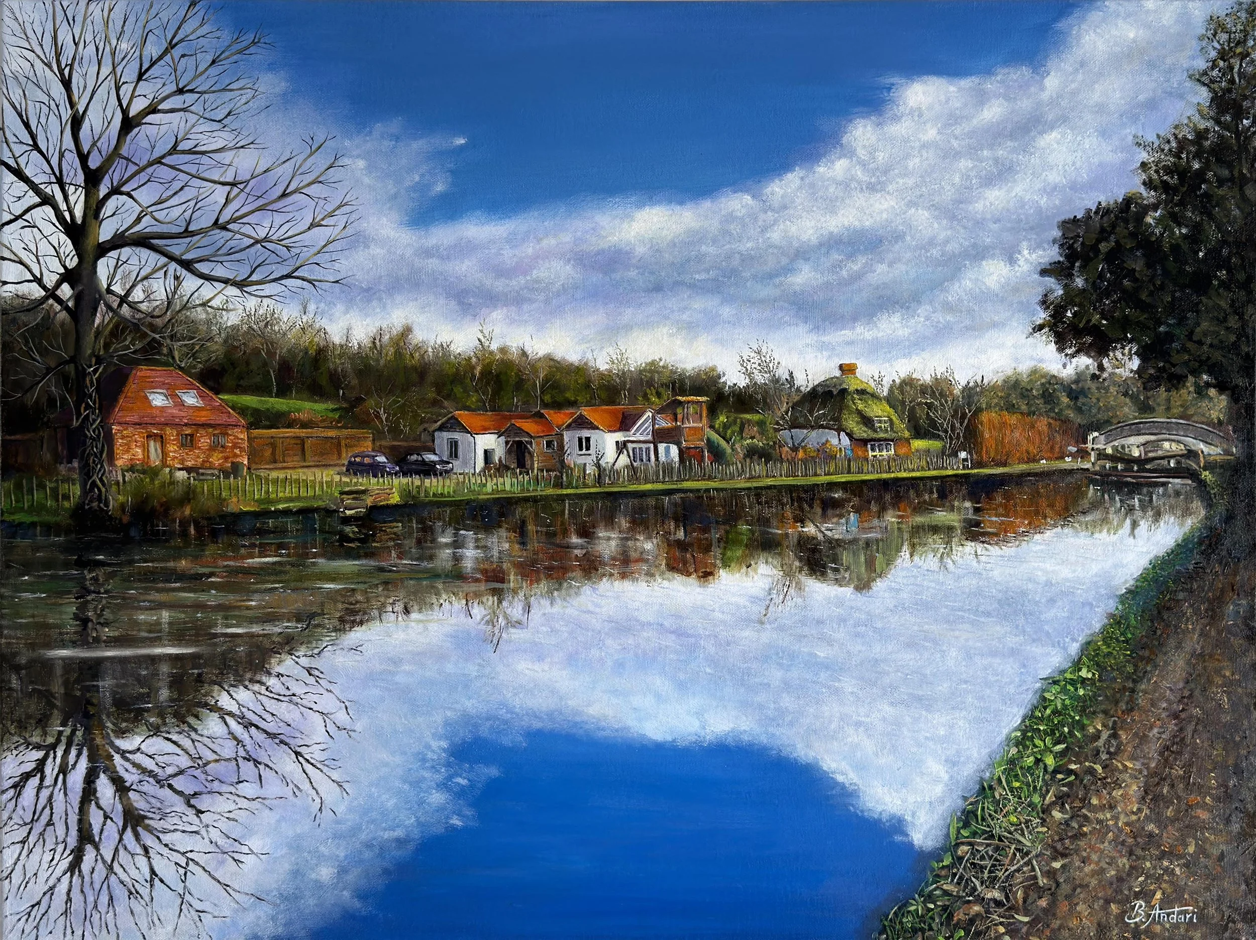 A walk by the canal ( oil painting 80x60cm)