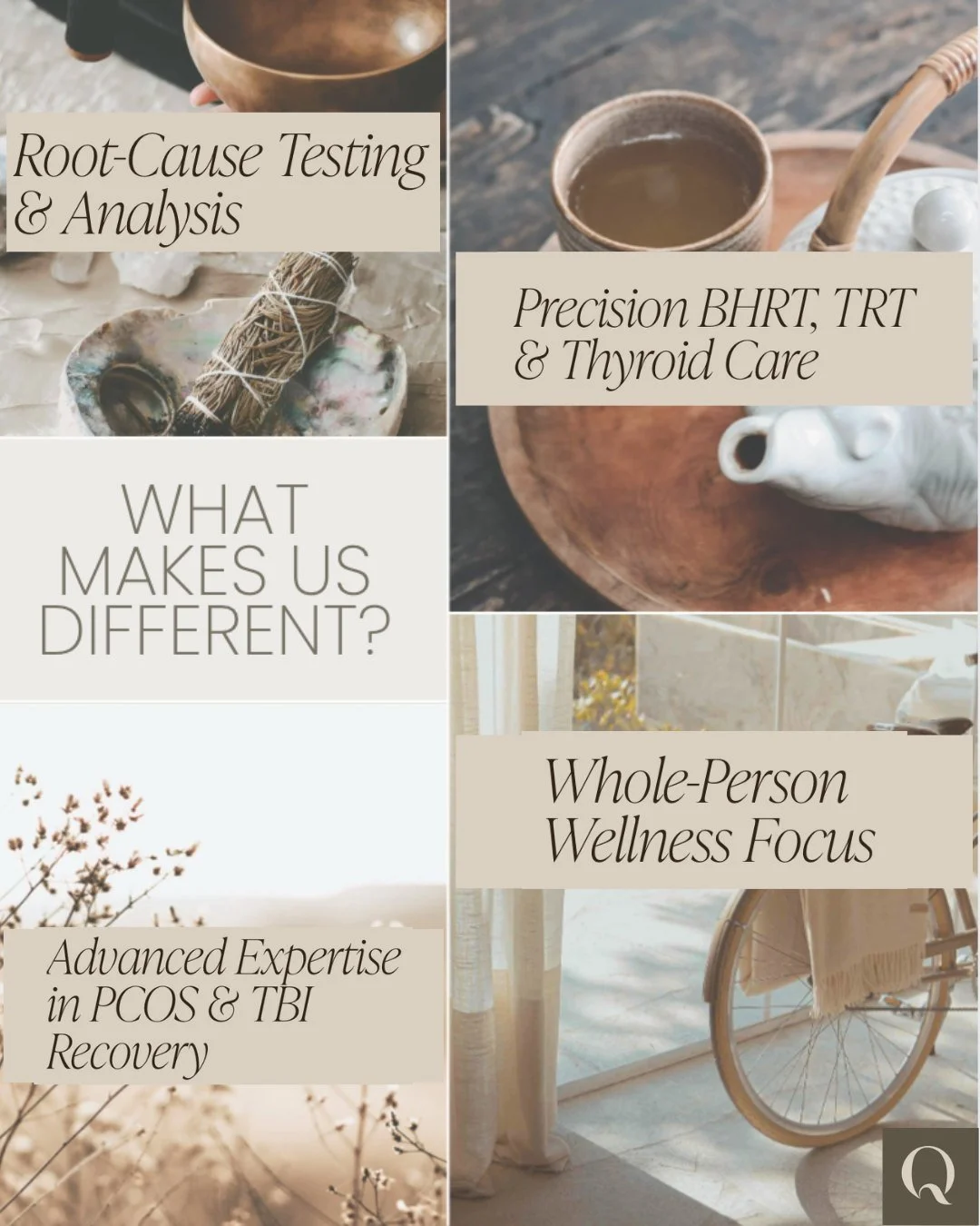 What makes Quest 4 Health different?
It&rsquo;s our commitment to treating all of you.

&bull; Root-cause testing beyond basic labs
&bull; Precision BHRT, TRT &amp; thyroid care
&bull; Advanced expertise in PCOS &amp; TBI recovery
&bull; A whole-pers