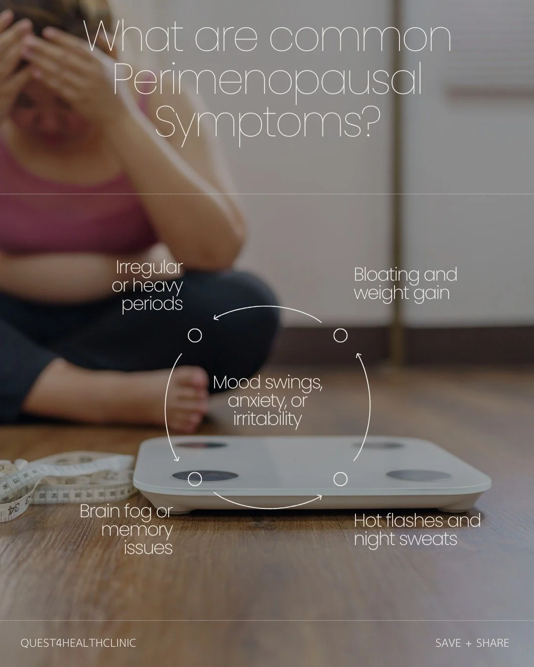 What are common perimenopausal symptoms?

&bull; Irregular periods
&bull; Hot flashes
&bull; Mood changes
&bull; Poor sleep
&bull; Brain fog
&bull; Fatigue

If this sounds familiar, you&rsquo;re not alone. 💛

Understanding your body is the first ste